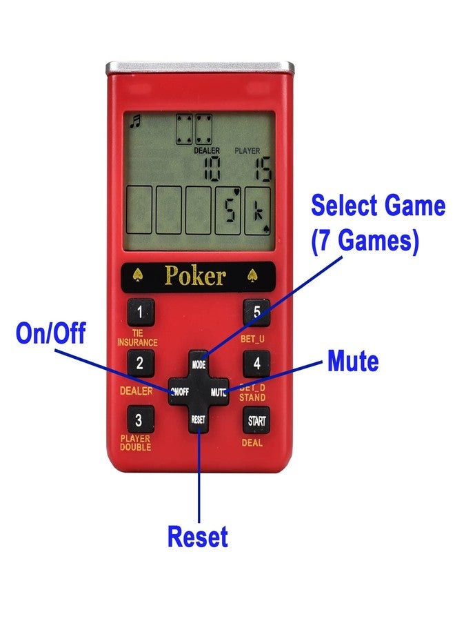 KDSbnk Handheld 7-in-1 Casino Game - Experience The Thrill of Vegas Anywhere - Perfect for Adults (Red Plastic) - Image 3